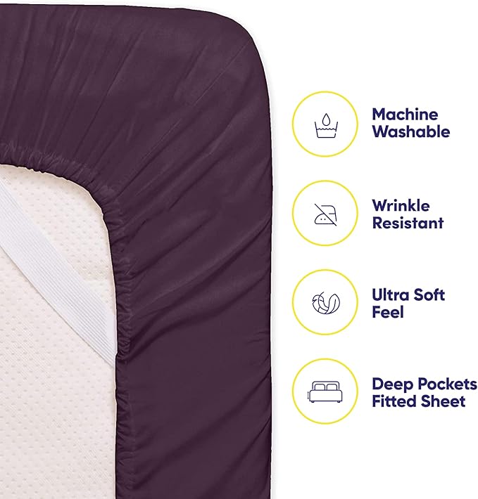 Cal King Size Bed Sheets - 6 Piece 1500 Supreme Collection Fine Brushed Microfiber Deep Pocket California King Sheet Set Bedding - 2 Extra Pillow Cases, Great Value, California King, Purple