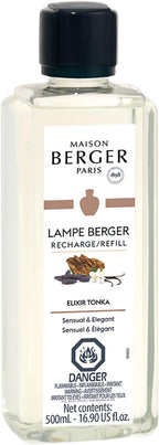 Maison Berger - Tonka Elixir - Lampe Berger Fragrance Refill Oil for Home Diffusers - Luxury Air Freshener with Coffee, Vanilla & Tonka Bean Notes - 16.9 Fl Oz (500ml)