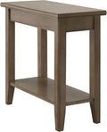 Leick Home Laurent 12 in. Narrow End Side Table, Solid Wood with Shelf, Smoke Gray, 10505-GR