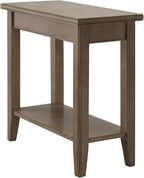 Leick Home Laurent 12 in. Narrow End Side Table, Solid Wood with Shelf, Smoke Gray, 10505-GR