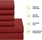 Sweet Home Collection 7 Piece Comforter Set Bag Solid Color All Season Soft Down Alternative Blanket & Luxurious Microfiber Bed Sheets, Red, Twin XL