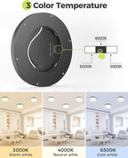 hepside 1Pack Dimmable Flush Mount Ceiling Light Fixture Black, 3CCT Selectable 3000/4000/6500K Ceiling Lamp, 7.5INCH 15W 1500LM Low Profile Light for Bedroom, Kitchen, Bathroom, Hallway