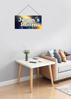 Personalized Sign Galaxy Stars Themed Bedroom Decor Fantasy Sign for Kids Room Outer Space Decor for Boys Room Nursery Wall Decorations Stuff For Little Man Cave