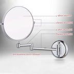 Wall Mounted Makeup Mirror, 3X Wall Mounted Magnifying Mirror Adjustable Height Double-Sided Mirrors for Bathroom Vanity,8 Inch Extendable Bathroom Mirror for Shaving 6 inches