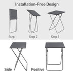 Garden 4 you Folding TV Tray Table/TV Dinner Trays Tables for Eating,Stable Tv Trays Table 25In, Folding Tray Side Table, Foldable Snack Tables for Bed & Sofa, 15 x 18.9 x 26 in (Grey,1PC)