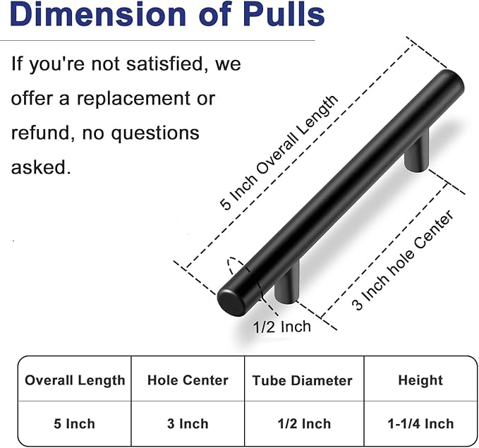 HBL' 35 Pack | 3 Inch Center to Center Matte Black Cabinet Pulls Kitchen Cabinet Handles,Made of Stainless Steel,Ideal for Cabinet,Drawer,Cupboard and Wardrobe.