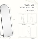 DUMOS Arched Wall-Mounted Full Length Mirror 20"x63" for Bedroom, Full Body Floor Mirror with Stand, Hanging or Leaning for Wall, Black