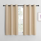 NICETOWN Blackout Curtain Panels for Bedroom, Biscotti Beige, 2 Panels, W29 x L30-inch, Thermal Insulated Grommet Top Blackout Draperies and Drapes for Basement