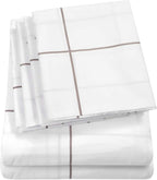 Twin Size Bed Sheets - 4 Piece 1500 Supreme Collection Fine Brushed Microfiber Deep Pocket Twin Sheet Set Bedding - 1 EXTRA PILLOW CASES, GREAT VALUE, Twin, Window Pane White
