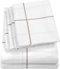 Queen Sheets Window Pane White - 6 Piece 1500 Supreme Collection Fine Brushed Microfiber Deep Pocket Queen Sheet Set Bedding - 2 Extra Pillow Cases, Great Value, Queen, Window Pane White