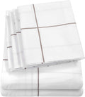Cal King Size Bed Sheets - 6 Piece 1500 Supreme Collection Fine Brushed Microfiber Deep Pocket California King Sheet Set Bedding - 2 Extra Pillow Cases, Great Value, California King, Window Pane White