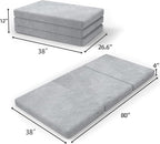 SINWEEK Tri Folding Mattress Foam Topper 4" Thickness Floor Cot Mattress, Guset Bed with Removable&Machine Washable Cover and Lining, CertiPUR-US Certified 38 x 80 Inch