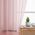 Aiyufeng Blush Pink Sheer Curtains 96 Inches Long 2 Panels Set, Light Filtering Soft Airy Voile Rod Pocket Baby Pink Sheer Window Drapes for Bedroom Living Room, Each 42Wx96L Inches