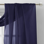 NICETOWN Scarf Sheer Curtain 216 Length - Window Topper Valance Voile Panel Classic for Sons/Boys/Seniors Room (60 Wide by 216 Long inches, 1 Piece, Dark Blue)