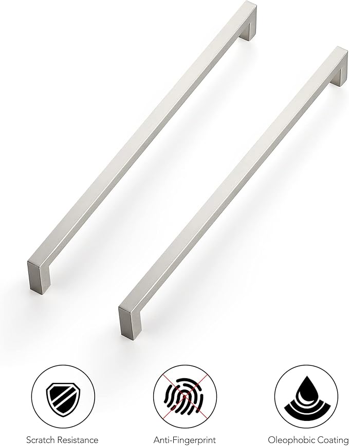 Ravinte 10 Pack 12-3/5 Inch Kitchen Square Cabinet Handles Satin Nickel Pulls Brushed Nickel Kitchen Cabinet Hardware Handles for Cupboard Drawer Pulls