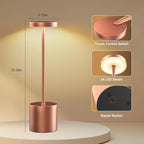 Cordless Table Lamp – 2 Pack Rechargeable Table Lamps, 5000mAh Battery Operated Lamp with 3-Color Dimmable Light, Outdoor Table Lamp for Bedroom, Restaurant, Patio, Home Décor (Rose Gold)
