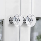 Ravinte 10 Pack Crystal Drawer Knobs - Glass Cabinet Knobs, Diamond Shaped, 30 mm with Silver Base
