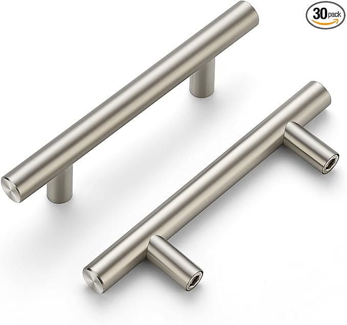 Ravinte 30 Pack | 5'' Cabinet Pulls Satin Nickel Stainless Steel Kitchen Drawer Pulls Cupboard Pulls Brushed Nickel Cabinet Handles 5”Length with 3” Hole Center