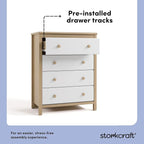 Storkcraft Alpine 4 Drawer Dresser (Driftwood and White) – GREENGUARD Gold Certified, Kids Storage Organizer, Modern 4 Drawer Chest for Bedroom, Must-Have Nursery Storage