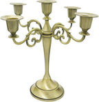 Bronze Candle Holder，5 Arms Metal Candle Holders for Taper Candles（10.6 inch Tall Candlestick Holders, for 1/2-1 inch Pillar Candles Diameter Each）,Candelabra Centerpiece Decoration