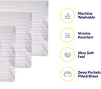 Twin Size Bed Sheets - 4 Piece 1500 Supreme Collection Fine Brushed Microfiber Deep Pocket Twin Sheet Set Bedding - 1 EXTRA PILLOW CASES, GREAT VALUE, Twin, Pinstripe White