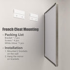 44x36 Silver Brushed Nickel Bathroom Mirror for Wall, Rounded Rectangle Silver Framed Bathroom Vanity Mirror, Anti-Rust, Shatterproof, Hangs Horizontally or Vertically