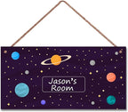 Personalized Sign Stars Sign, Outer Space Theme Wall Art Decor Custom Name Door Plate for Kids Room Nursery Planet Door Art Décor For Girls Boys Room Little Man Cave