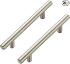 JOY DECOR 20 Pack Cabinet Handles, Brushed Nickel Cabinet Pulls, 3-3/4 in Hole Center Kitchen Cabinet Handles, Stainless Steel T Bar Handles for Dresser Drawers