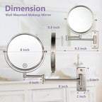 Wall Mounted Makeup Mirror, 1X/5X Magnifying Mirror Double Sided, 8 Inch Extendable Bathroom Mirror for Shaving, Nickel
