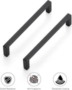 Ravinte 15 Pack Matte Black Cabinet Pulls, 5 Inch (128mm) Hole Center Slim Kitchen Handles, Square Drawer Pulls for Cabinets & Cupboards, Hardware