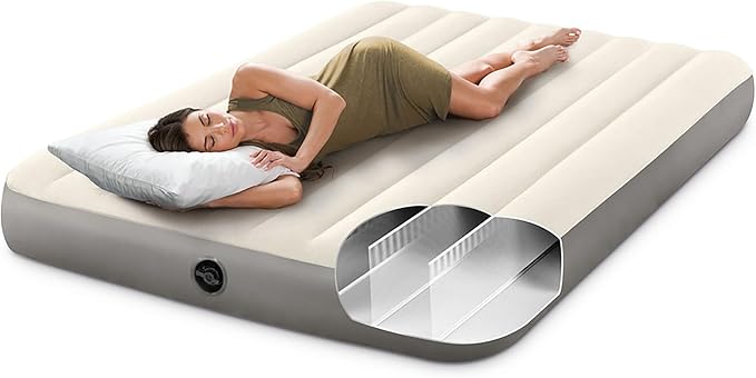 Intex Dura-Beam Standard Air Mattress, Queen, Fiber-Tech | 10in Height | 600lb Capacity | Pump Sold Separately | Pack of 3