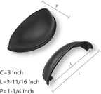 khtumeware 2 Pack 3" Drawer Pulls Matte Black Cabinet Cup Pulls Kitchen Hardware Cabinet Handles Drawer Handles Knobs 3 inch Hole Center