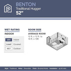 Prominence Home Benton Traditional 52 Inch Ceiling Fan with Light, LED Flush Mount Ceiling Fan, Indoor Fan with 5 Blades, Brown Walnut and Brown Maple Blade Finish Options, Brushed Nickel (51428-01)