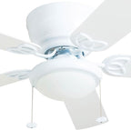 Prominence Home Benton Traditional 52 Inch Ceiling Fan with Light, LED Flush Mount Ceiling Fan, Indoor Fan with 5 Blades, White and Gray Oak Blade Finish Options, White (50852-01)
