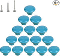 HUAMULAN 15PCS Blue Glossy Ceramic Knobs Button Round Mushroom Cabinet Dresser Vintage Pulls Door Handles Cupboard Wardrobe Drawer, Dia. 1.5 inch 38mm