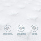 Coolvie Firm Twin Mattress for Adults in a Box, 12 Inch Twin Bed Mattress with Extra Lumbar & Shoulder Support, Hybrid Memory Foam & Pocket Spring for Pressure Relief, 100-Night Trial