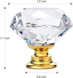 Ravinte 30 Pack Crystal Drawer Knobs - Glass Cabinet Knobs, Diamond Shaped, 30 mm, Gold Base