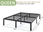 Metal Bed Frame Queen Size - 14 Inch Heavy-Duty Queen Platform Bed Frame No Box Spring Needed, Easy Assembly, Noise-Free, Sturdy Mattress Foundation, Underbed Storage Space