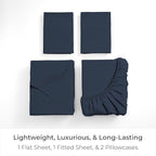 Mellanni King Sheets Set - 4 PC Iconic Collection Bedding - Hotel Luxury, Extra Soft, Cooling Bed Sheets - Wrinkle, Fade, Stain Resistant (King, Navy Blue)