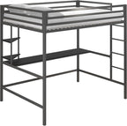 Novogratz Maxwell Metal Full Loft Bed with Desk & Shelves, Gray/Black
