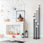 Set of 4 Floor Candle Holders,9 Arm Candle Holder for Fireplace Decoration,Black Metal Candle Stick Holders for Pillar Tealight Candles on Home Derecotion