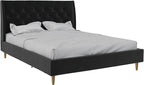 Novogratz The Her Majesty Upholstered Bed, Queen, Black Velvet
