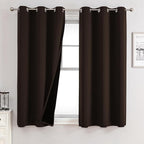ChrisDowa 100% Blackout Curtains for Bedroom with Black Liner, 2 Thick Layers Total Blackout Thermal Insulated Grommet Small Window Curtains 2 Panels Set (Brown, 42 x 45 Inch)