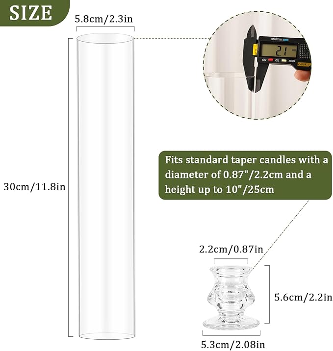 Hurricane Glass Candle Holders, Set of 4 Candlestick Holders for Taper Candle with 11.8" Tall Windproof Cylinder Covers Candle Stand Bulk for Table Centerpieces on Wedding Birthday Housewarming Decor