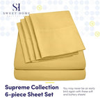 Full Size Bed Sheets - 6 Piece 1500 Supreme Collection Fine Brushed Microfiber Deep Pocket Full Sheet Set Bedding - 2 Extra Pillow Cases, Great Value, Full, Yellow