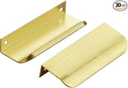 Ravinte Hardware 30 Pack Gold Cabinet Handles, 4 Inch (102mm) Finger Edge Pulls, 3 Inch Hole Center, Finger Pulls for Cabinets