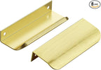 Ravinte Hardware 8 Pack Gold Cabinet Handles, 4 Inch (102mm) Finger Edge Pulls, 3 Inch Hole Center, Finger Pulls for Cabinets