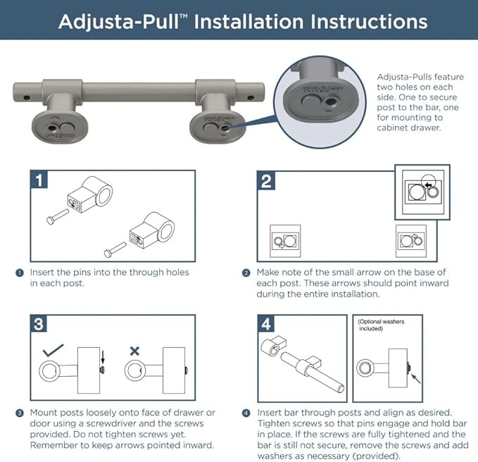 Franklin Brass Adjusta-Pull (10-Pack) Adjustable Drawer Pulls | Fits 1-3/8 to 6-5/16 Inch Hole Centers | Satin Nickel Cabinet Handles| Francisco P44365-SNM-B2