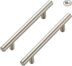 JOY DECOR 10 Pack Cabinet Handles, Brushed Nickel Cabinet Pulls, 4 in Hole Center Kitchen Cabinet Handles, Stainless Steel T Bar Handles for Dresser Drawers