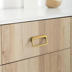Goo-Ki Brushed Gold Cabinet Pulls with Hole Center 2.5''(64MM),Modern Zinc Alloy Finger Pulls for Drawer,Wardrobe,Cupboard,6 Pack